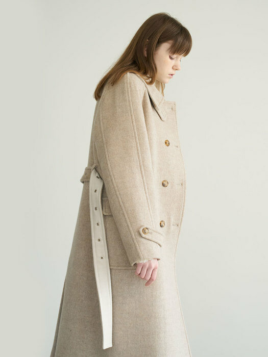 20 Winter_Oatmeal Herringbone Wool Coat