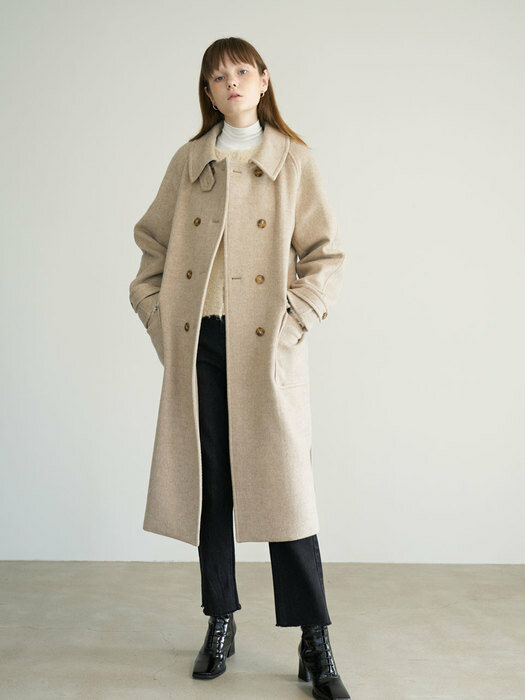 20 Winter_Oatmeal Herringbone Wool Coat