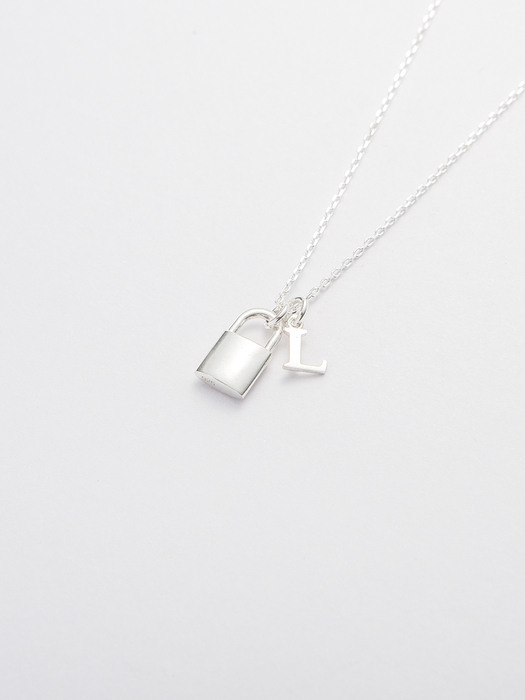 Initial Charm Lock Necklace (925 Silver) .12