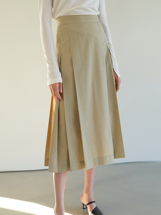 TOS WOOL BLENDED PLEATED SKIRT MINT