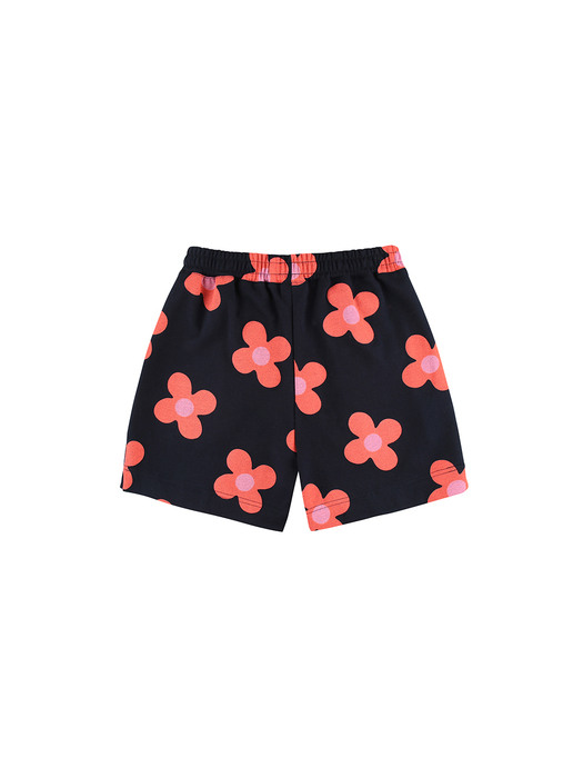 Pink flower pattern Shorts [Navy]