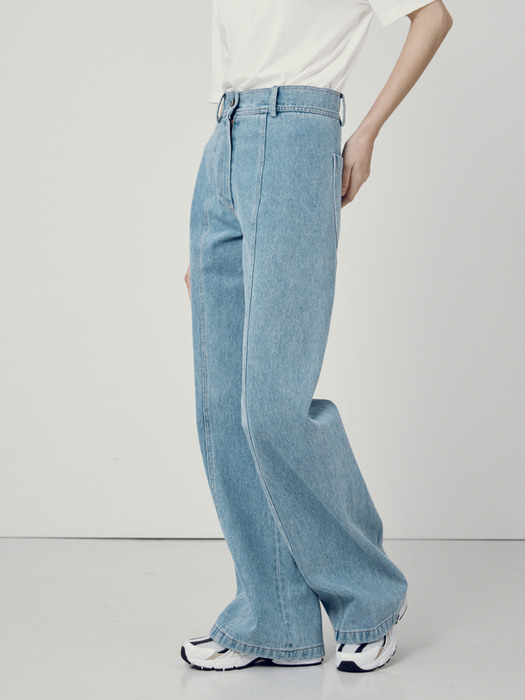 WIDE WASHED DENIM PANTS