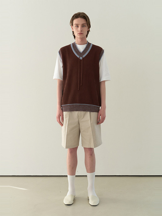 tunnel detail knit vest (brown) 