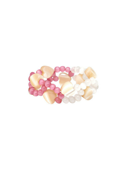Half Beads Ring (Pink & White)