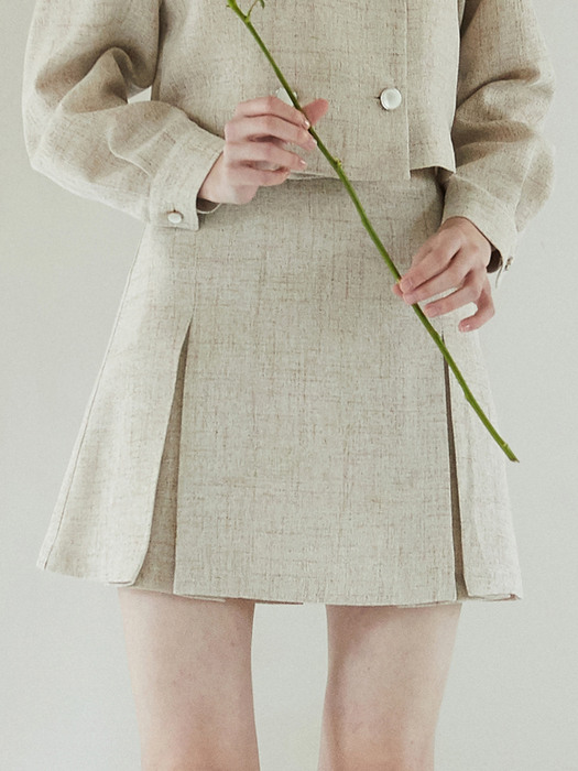 J737 slit tweed mini skirt (pink beige)