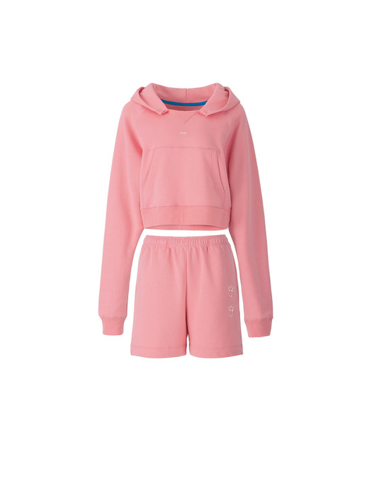 PIPE crop hoodie sweat shorts set-up (Pink)