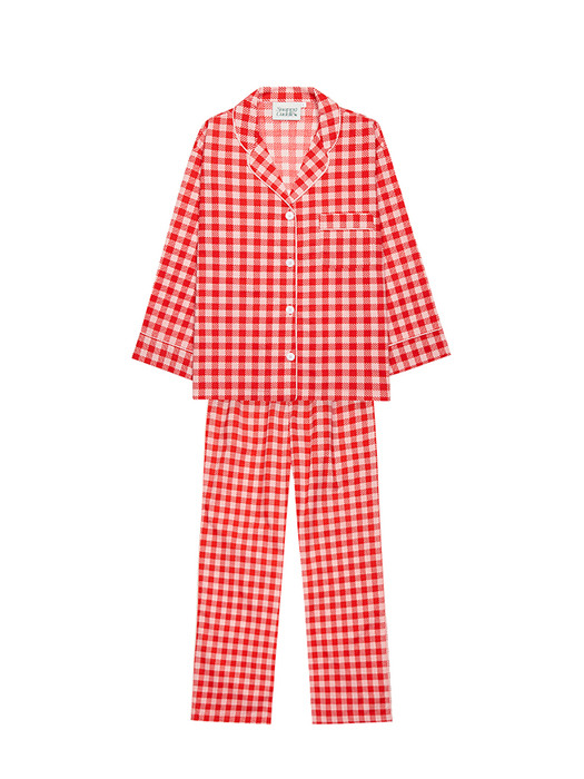 Cheeky Check Pajama Set (Pinky Red)