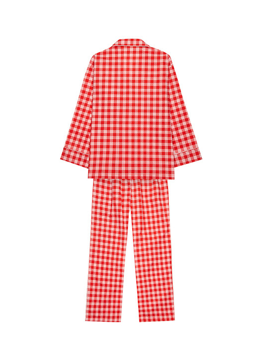 Cheeky Check Pajama Set (Pinky Red)