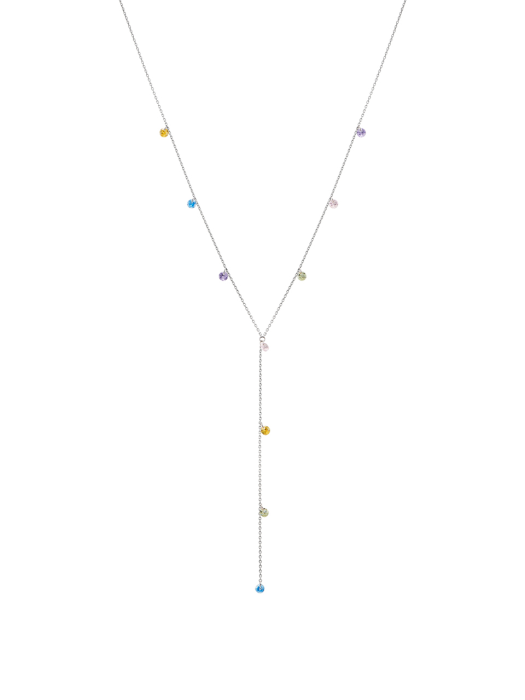 [Silver925]Brilliant Pastel Mix Y Line Necklace_NZ1150