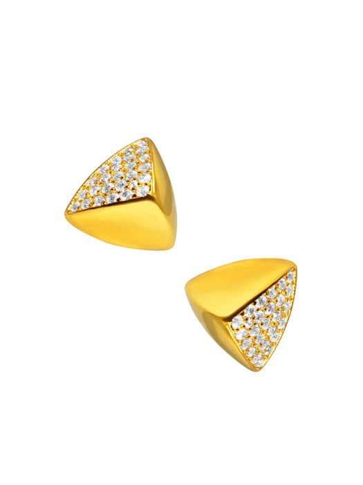 [S by Tari] Triangular Volume Earrings - Yellowgold