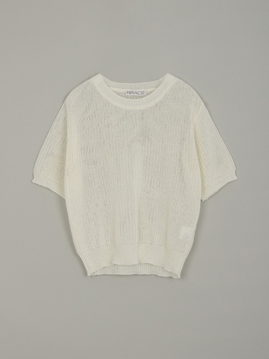 Round short sleeved knit_Ivory