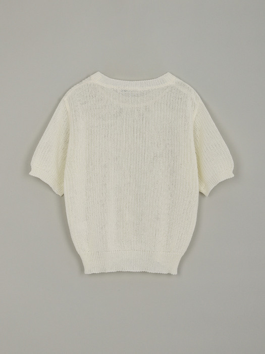 Round short sleeved knit_Ivory