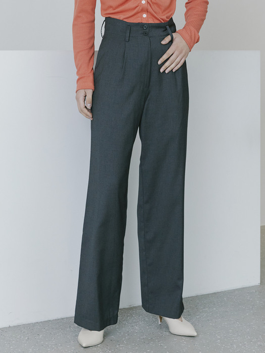 Highwaist Button Trousers - Dark Gray