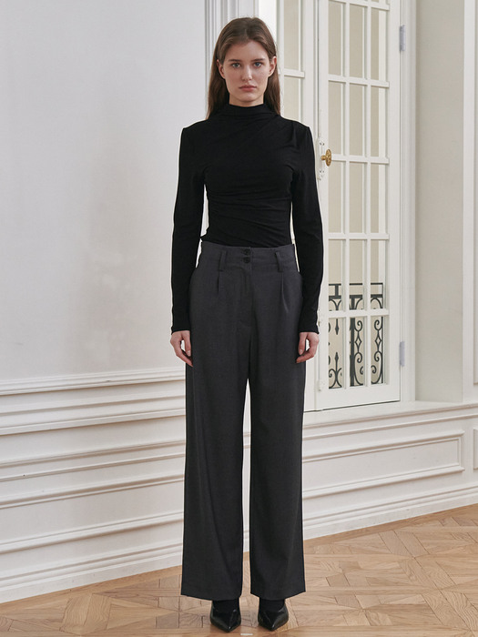 Highwaist Button Trousers - Dark Gray