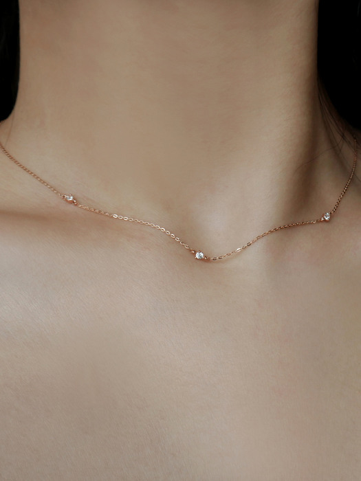 [단독]14K Gold Y triple dot necklace