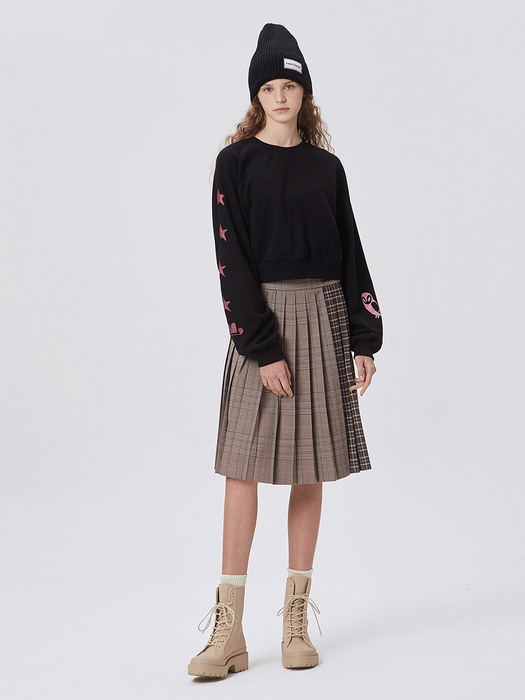 Contrasted Check Skirt_QWKAX21610BRX