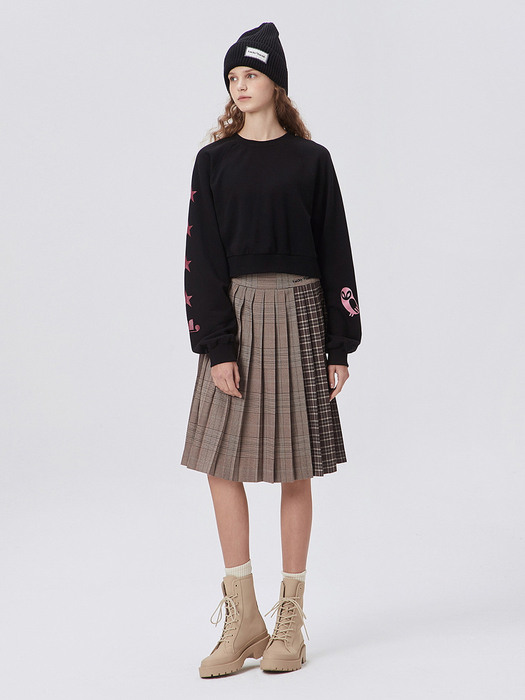 Contrasted Check Skirt_QWKAX21610BRX