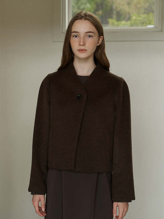Crop Wool Jacket-brown
