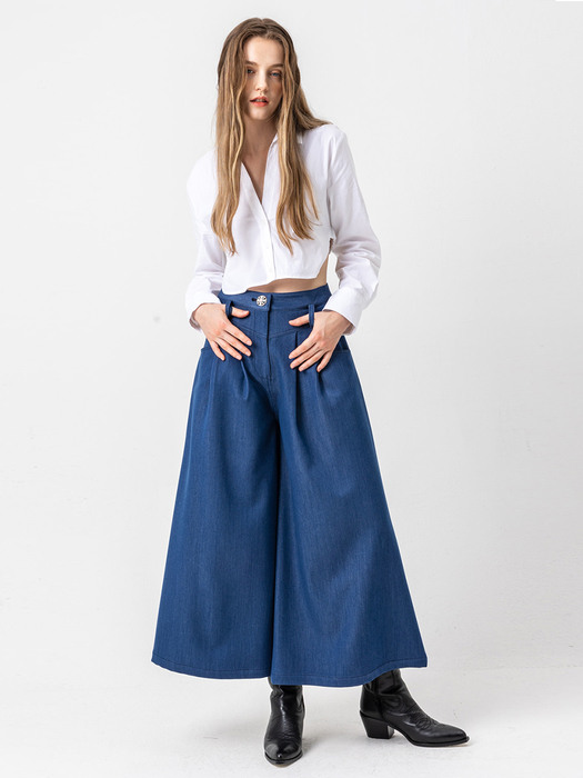 Two tuck wide pants_NAVY
