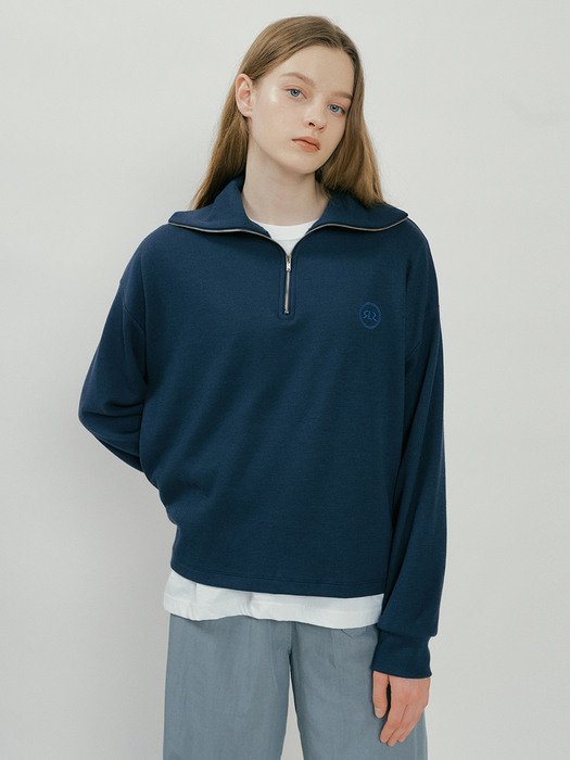 KACK HALF ZIP-UP KNIT BLUE GREEN