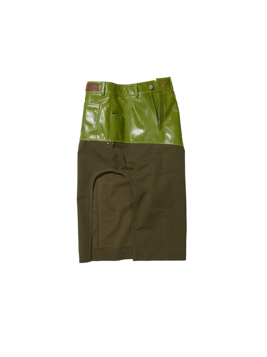 (WOMEN) SEVILLA LEATHER COMBO CUT-OUT SKIRT apa516w(SPRING GREEN)