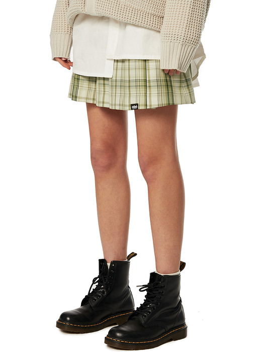 PLAID PLEATS MINI SKIRT [GREEN CHECK]