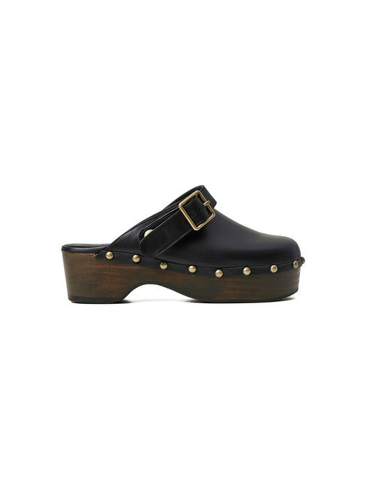 60mm Valentina Leather Clog Mule (Black)