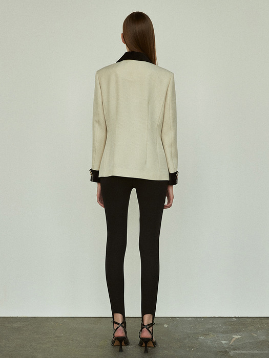 Velvet Collar 2way Jacket in Cream