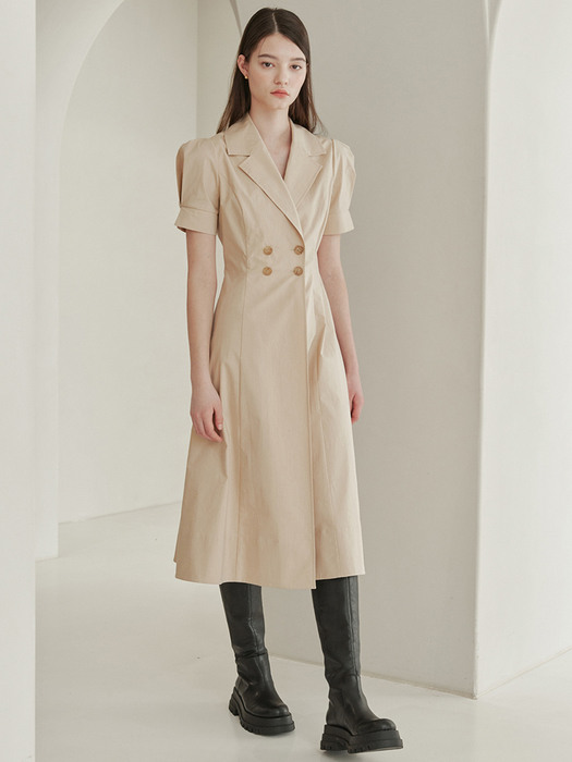 Double Button Trench Dress - Long (3color)
