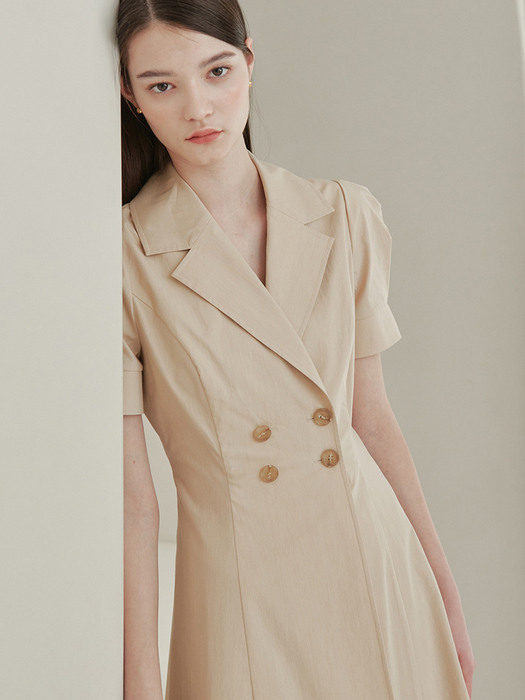 Double Button Trench Dress - Long (3color)
