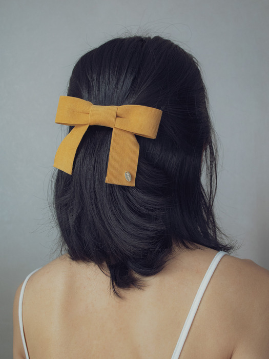 Mustard corduroy ribbon hairpin