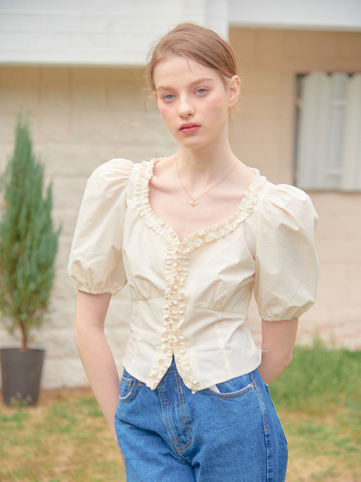 FRILL POINT COTTON BLOUSE