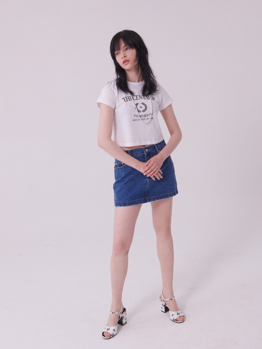 [TC22SSTOP35WH] THE CENTAUR WREATH CROPPED TSHIRT [WHITE]
