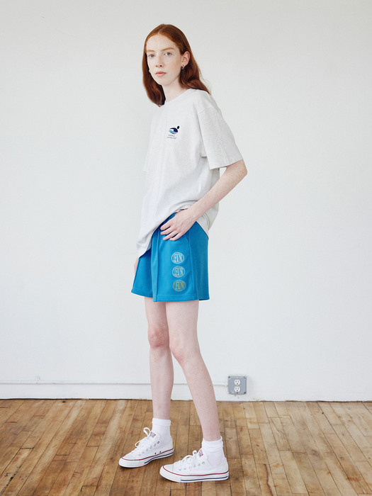 Embroidery Terry Shorts_Blue