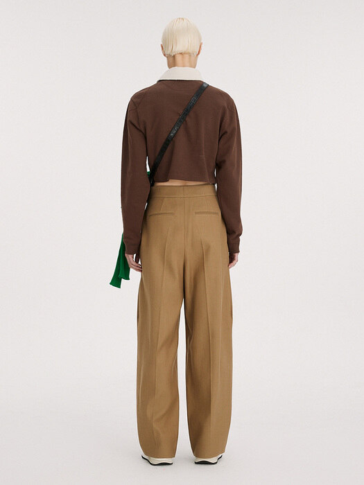 VIRGIN WOOL COTTON WIDE PANTS (KHAKI)