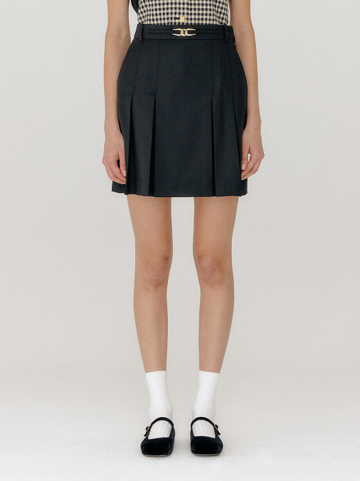 VABRINA  Gold-trimmed Mini Skirt - Black