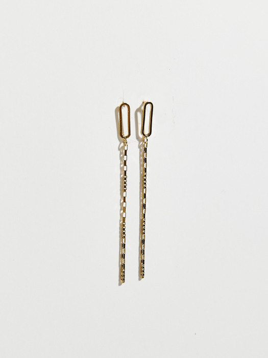 Thin Square Chain Drop Stud Earrings