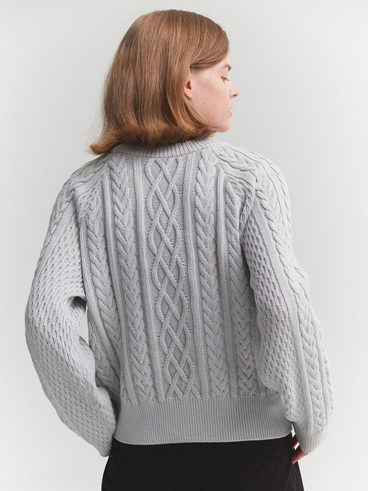 HEAVY CABLE PULLOVER(PALE BLUE)
