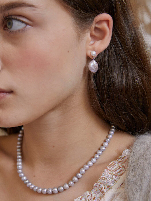 Lavender Pink Pearl Earrings _ 925silver