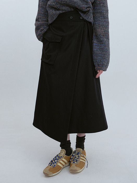 Wool Wrap Skirt_BLACK