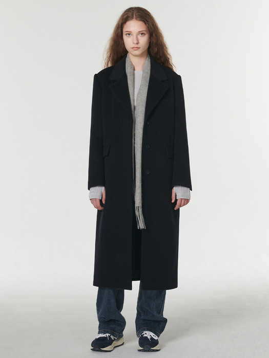 Cashmere blended 3 button coat - Black