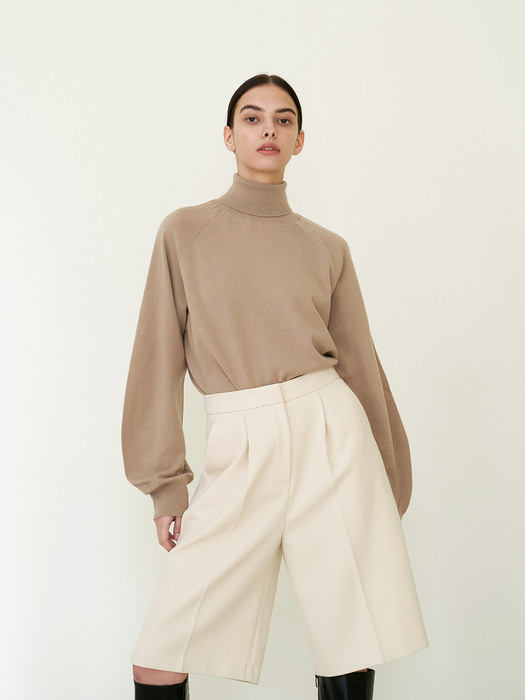 Wool Turtleneck Sweater Beige