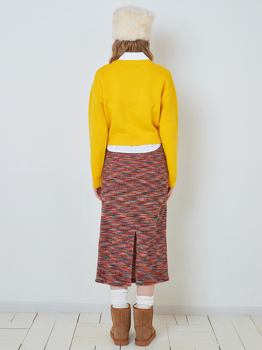 STRIPE KNIT LONG SKIRT_RD