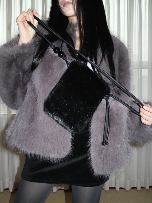 Fur Mini Cross Bag [Black]