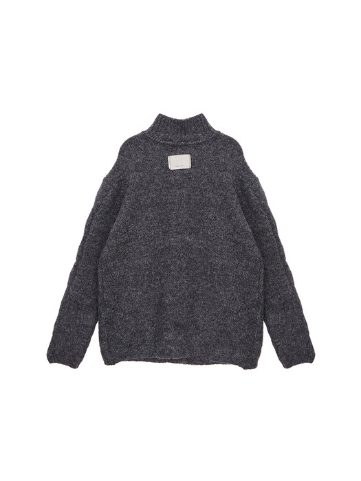 LOGO PATCHED KNIT CARDIGAN IN GREY