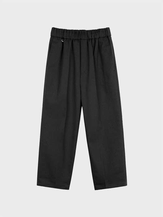 COTTON TWILL BANDING PANTS_BLACK