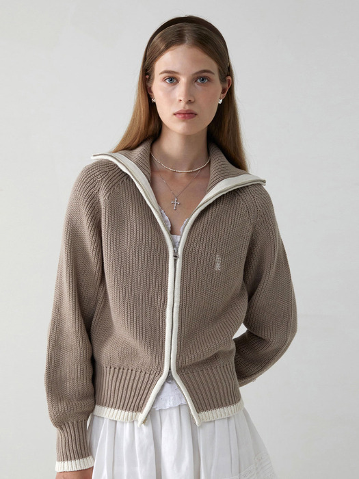 OPEN ZIPPED CARDIGAN [3COLOR]