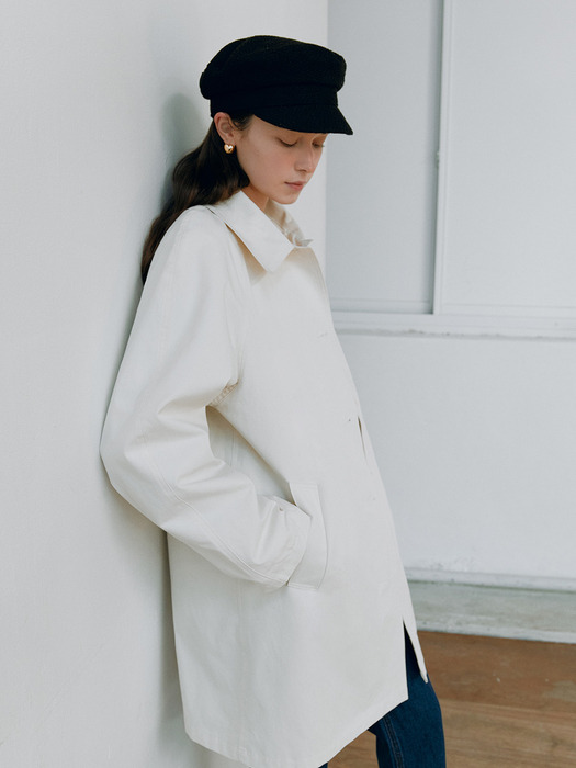 SINGLE BUTTON TRENCH COAT IVORY