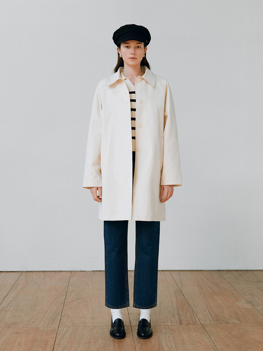 SINGLE BUTTON TRENCH COAT IVORY