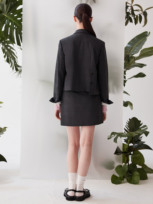 Two tuck Mini Skirt  Dark Grey (KE3227M014)